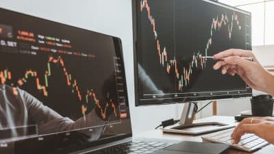 candlestick charts on monitor option trading SPY